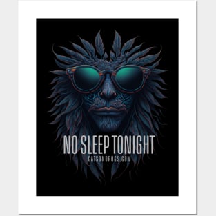 Techno T-Shirt - No Sleep tonight - Catsondrugs.com - Techno, rave, edm, festival, techno, trippy, music, 90s rave, psychedelic, party, trance, rave music, rave krispies, rave flyer T-Shirt Posters and Art